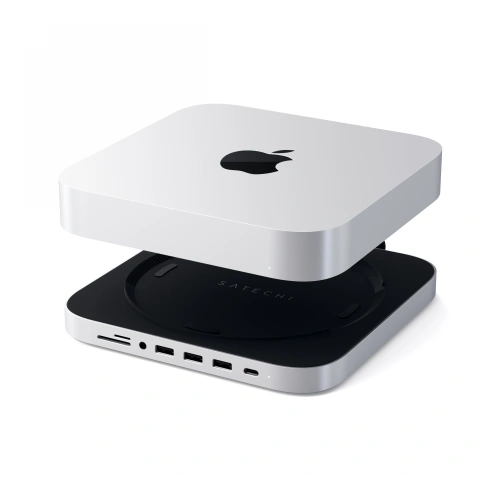 Kup Satechi Apple Standfuß Aluminium Hub für Mac mini Hub USB-C (USB-C, 3x USB-A, micro/SD-Kartenleser, Klinkenanschluss) (silber) - STH3 - {ean13} - Sklep Home Screen