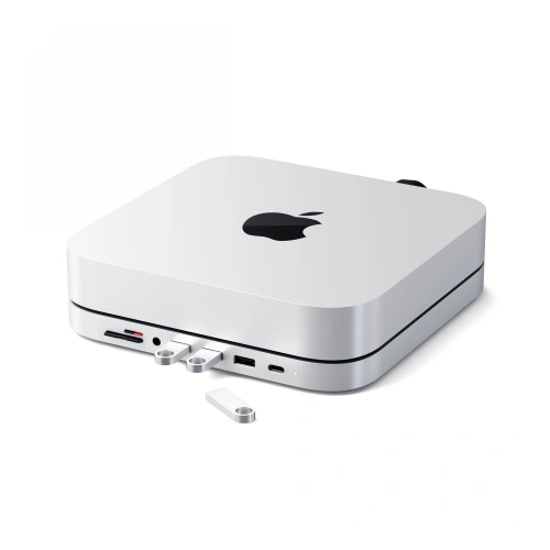 Kup Satechi Apple Standfuß Aluminium Hub für Mac mini Hub USB-C (USB-C, 3x USB-A, micro/SD-Kartenleser, Klinkenanschluss) (silber) - STH3 - {ean13} - Sklep Home Screen