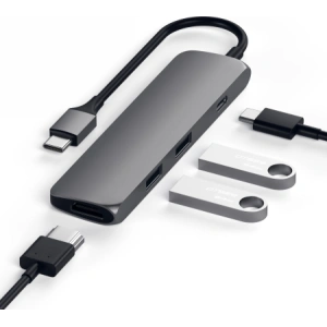 Buy Satechi Aluminium Adapter Slim USB-C (USB-C, 4K HDMI, 2x USB-A) Space Gray - STH6 - {ean13} - Home Screen Store Europe