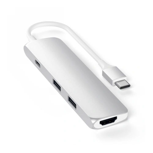 Kup Satechi Adapter HUB Aluminium Slim USB-C Adapter (USB-C, 4K HDMI, 2x USB-A) (silber) - STH7 - {ean13} - Sklep Home Screen