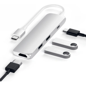 Buy Satechi Aluminium Adapter Slim USB-C (USB-C, 4K HDMI, 2x USB-A) Silver - STH7 - {ean13} - Home Screen Store Europe