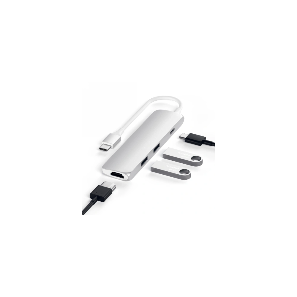 Adapter HUB Satechi Aluminium Adapter Slim USB-C (USB-C, 4K HDMI, 2x USB-A) (silver)