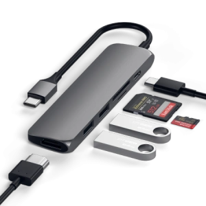 Buy Satechi Slim Aluminum USB-C Multi-Port Adapter V2 Space Gray - STH11 - {ean13} - Home Screen Store Europe