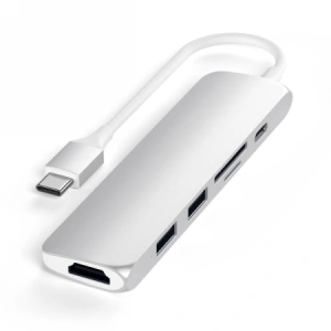 Buy Satechi Slim Aluminum USB-C Multi-Port Adapter V2 Silver - STH12 - {ean13} - Home Screen Store Europe