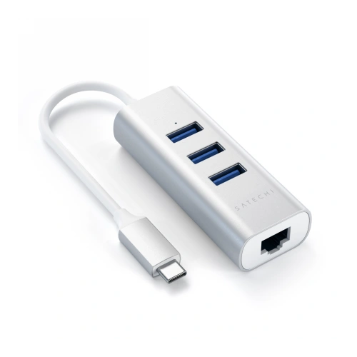 Kup Satechi Adapter HUB Aluminium Hub 2in1 USB-C (3x USB-A, Ethernet) (silber) - STH14 - {ean13} - Sklep Home Screen