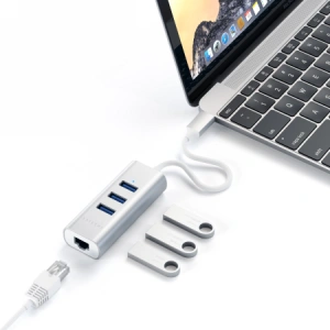 Kup Adaptor HUB Satechi Aluminium Hub 2în1 USB-C (3x USB-A, Ethernet) (argintiu) - STH14 - {ean13} - Sklep Home Screen