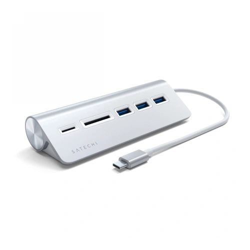 Buy Satechi Aluminium Hub Combo USB-C (3x USB-A, card reader micro/SD) Silver - STH15 - {ean13} - Home Screen Store Europe