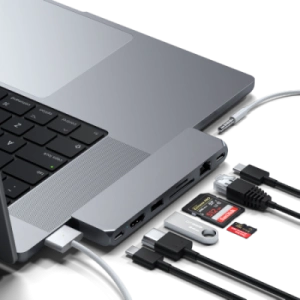 Kup Adaptor HUB Satechi Pro Hub Max USB-C pentru MacBook (2x USB-C, USB-A, 4K HDMI, cititor de carduri micro/SD, Ethernet) (space gray) - STH18 - {ean13} - Sklep Home Screen