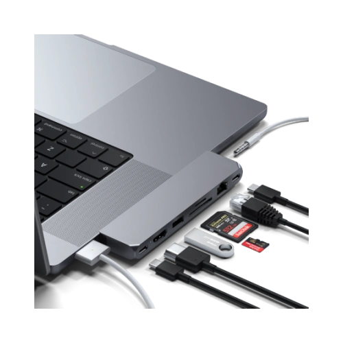 Kup Satechi Adapter HUB Pro Hub Max USB-C an MacBook (2x USB-C, USB-A, 4K HDMI, micro/SD Kartenleser, Ethernet) (spacegrau) - STH18 - {ean13} - Sklep Home Screen