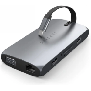 Buy Satechi On-the-Go Multiport USB-C (USB-C PD, 2x USB-A, HDMI 4K, VGA, Ethernet, card reader) Space Gray - STH23 - {ean13} - Home Screen Store Europe
