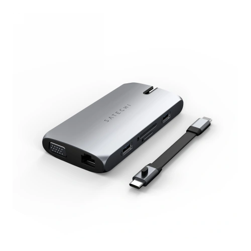 Kup Satechi Adapter HUB On-the-Go Multiport USB-C (USB-C PD, 2x USB-A, HDMI 4K, VGA, Ethernet, Kartenleser) (spacegrau) - STH23 - {ean13} - Sklep Home Screen