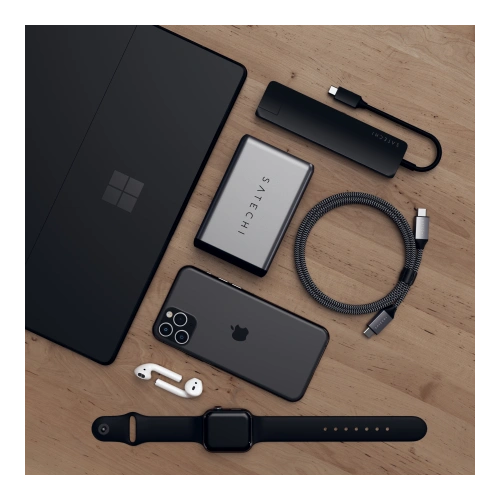 Kup Adaptér HUB Satechi Slim Multiport USB-C (USB-C PD, 2x USB-A, HDMI 4K, Ethernet, čtečka karet micro/SD) (černá) - STH24 - {ean13} - Sklep Home Screen