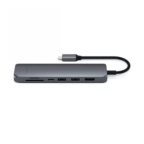 Kup Satechi Adapter HUB Slim Multiport USB-C (USB-C PD, 2x USB-A, HDMI 4K, Ethernet, micro/SD-Kartenleser) (spacegrau) - STH25 - {ean13} - Sklep Home Screen