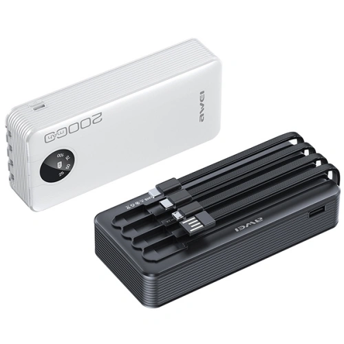 Kup Powerbank AWEI P134K 20000mAh schwarz/schwarzes Display + USB/PD/Lightning/microUSB Kabel - AWEI132 - {ean13} - Sklep Home Screen
