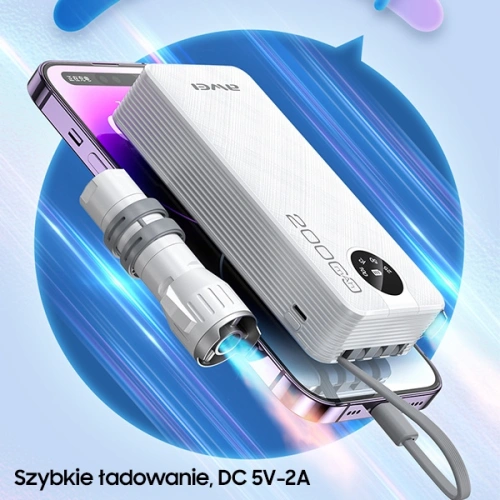 Kup Powerbank AWEI P134K 20000mAh schwarz/schwarzes Display + USB/PD/Lightning/microUSB Kabel - AWEI132 - {ean13} - Sklep Home Screen