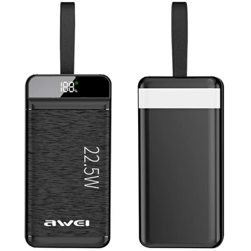 Kup Powerbank AWEI P140K 30000mAh 22.5W negru/black 3xUSB/PD/Lightning display + lampă LED - AWEI133 - {ean13} - Sklep Home Screen