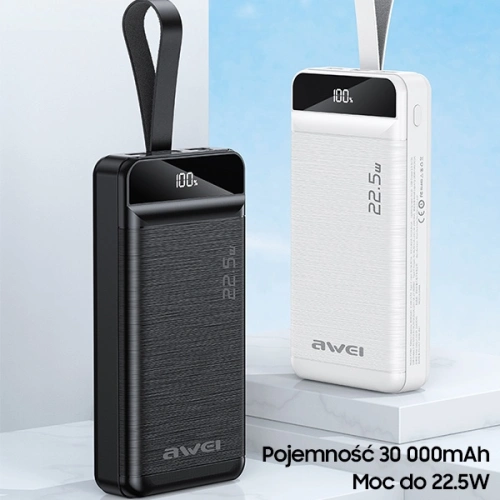 Buy AWEI P140K Powerbank 30000mAh 22.5W black 3xUSB/PD/Lightning Display + LED Light - AWEI133 - {ean13} - Home Screen Store Europe