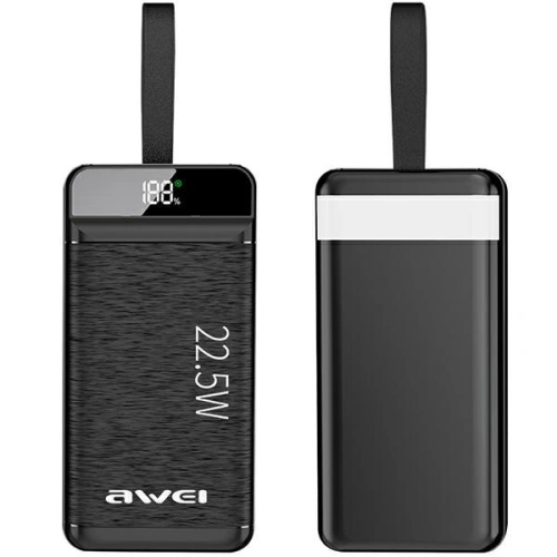 Kup Powerbank AWEI P141K 40000mAh 22.5W negru/black 3xUSB/PD/Lightning display + lampă LED - AWEI134 - {ean13} - Sklep Home Screen