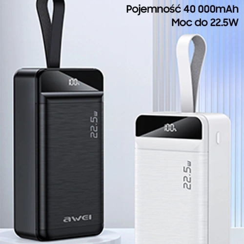 Buy AWEI P141K Powerbank 40000mAh 22.5W black 3xUSB/PD/Lightning Display + LED Light - AWEI134 - {ean13} - Home Screen Store Europe