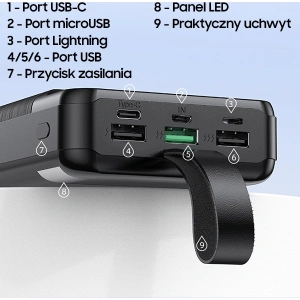 Kup Powerbank AWEI P141K 40000mAh 22.5W czarny/black 3xUSB/PD/Lightning wyświetlacz + lampka LED - AWEI134 - {ean13} - Sklep Home Screen