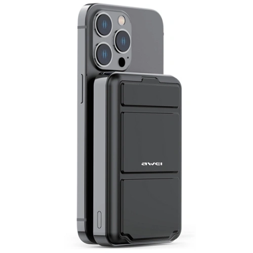 Buy AWEI P155K Powerbank 10000mAh 15W Magnetic Wireless Fast Charge with stand Lightning/PD black - AWEI135 - {ean13} - Home Screen Store Europe