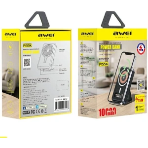 Kup Powerbank AWEI P155K 10000mAh 15W Magnetic Wireless Fast Charge with stand Lightning/PD czarny/black - AWEI135 - {ean13} - Sklep Home Screen