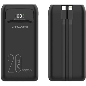 Kup Powerbank AWEI P169K 20000mAh 22.5W czarny/black wyświetlacz + kable PD/Lightning - AWEI136 - {ean13} - Sklep Home Screen
