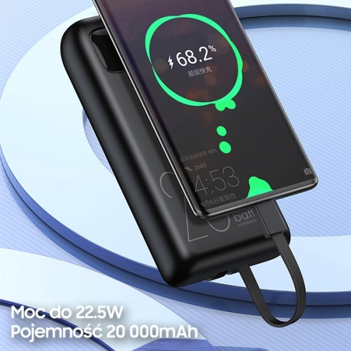 Kup Powerbank AWEI P169K 20000mAh 22.5W negru/black cu display + cabluri PD/Lightning - AWEI136 - {ean13} - Sklep Home Screen