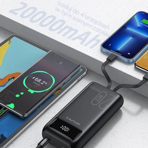 Kup Powerbank AWEI P169K 20000mAh 22.5W czarny/black wyświetlacz + kable PD/Lightning - AWEI136 - {ean13} - Sklep Home Screen