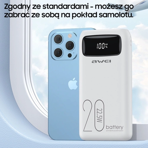 Kup Powerbank AWEI P169K 20000mAh 22.5W schwarz/schwarzes Display + PD/Lightning Kabel - AWEI136 - {ean13} - Sklep Home Screen