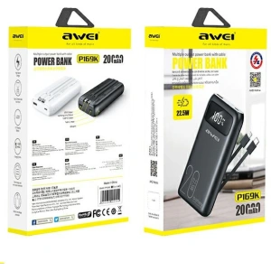 Kup Powerbank AWEI P169K 20000mAh 22.5W czarny/black wyświetlacz + kable PD/Lightning - AWEI136 - {ean13} - Sklep Home Screen