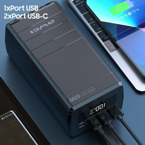 Buy AWEI P171K Powerbank 60000mAh 65W black USB/2xPD Display - AWEI137 - {ean13} - Home Screen Store Europe