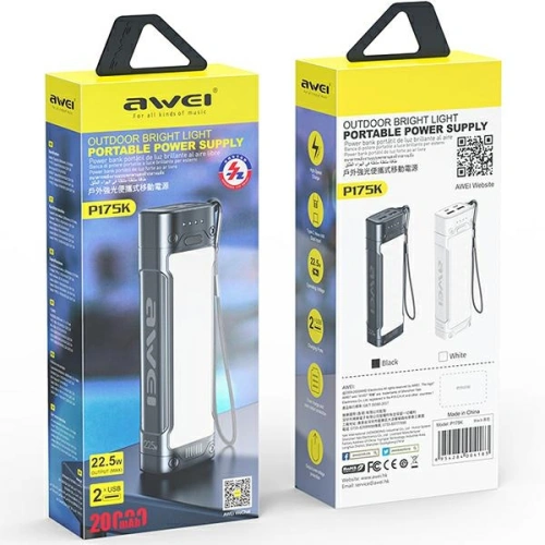 Kup Powerbanka AWEI P175K 20000mAh 22.5W černá/black 2xUSB/PD + LED lampička - AWEI138 - {ean13} - Sklep Home Screen