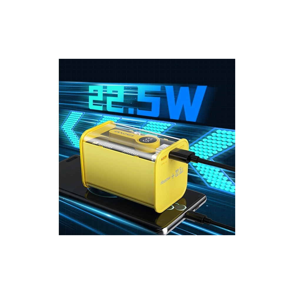 Powerbank AWEI P180K 20000mAh 22.5W czarny/black USB/PD + wyświetlacz
