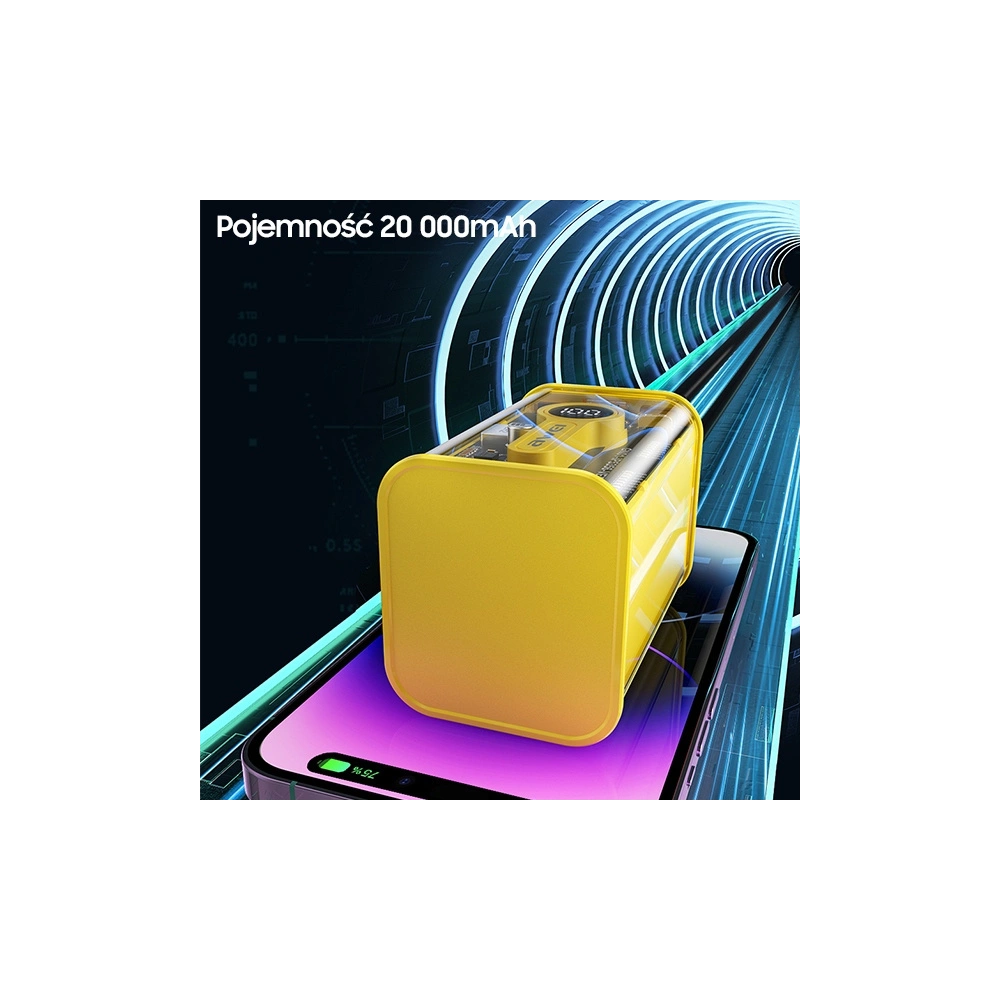 Powerbank AWEI P180K 20000mAh 22.5W czarny/black USB/PD + wyświetlacz