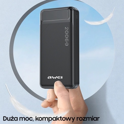 Kup Powerbank AWEI P6K 20000mAh černý/black 2xUSB/PD/microUSB - AWEI140 - {ean13} - Sklep Home Screen
