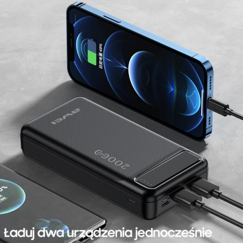 Kup Powerbank AWEI P6K 20000mAh negru/black 2xUSB/PD/microUSB - AWEI140 - {ean13} - Sklep Home Screen