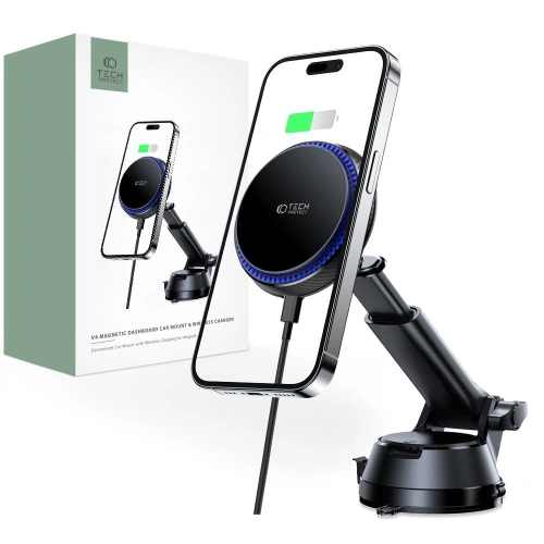 Kup Upevnění do auta s bezdrátovou nabíječkou Tech-Protect MM15W-V4 Magnetic MagSafe Palubní držák do auta Bezdrátová nabíječka 15W Černá - THP1930 - {ean13} - Sklep Home Screen