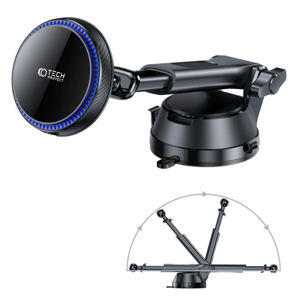 Uchwyt samochodowy z ładowarką bezprzewodową Tech-Protect MM15W-V4 Magnetic MagSafe Dashboard Car Mount Wireless Charger 15W Black