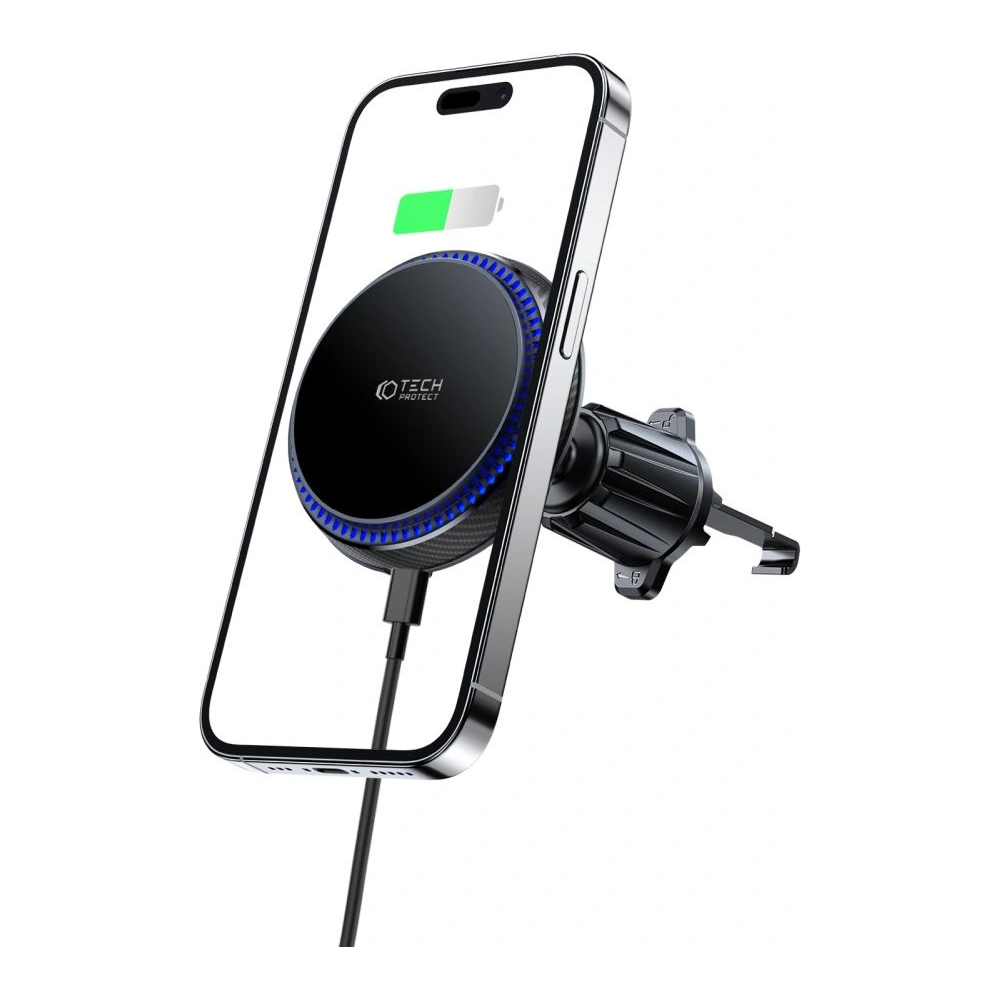 Uchwyt samochodowy z ładowarką bezprzewodową Tech-Protect MM15W-V4 Magnetic Magsafe Vent Car Mount Wireless Charger 15W Black
