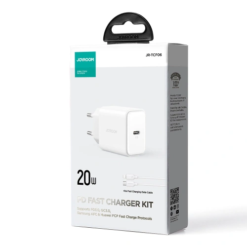 Buy Joyroom JR-TCF06 Wall Charger 20W USB C PD + USB-C/Lightning cable - JYR734 - {ean13} - Home Screen Store Europe