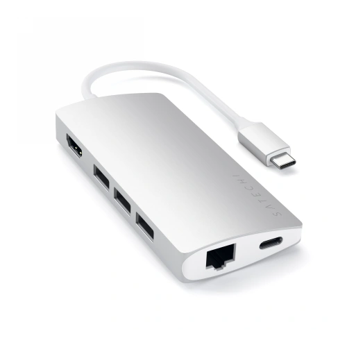 Kup Satechi Adapter HUB Aluminium Adapter V2 USB-C (USB-C, 3x USB-A, 4K HDMI, Kartenleser) (silber) - STH26 - {ean13} - Sklep Home Screen