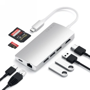 Kup Satechi Adapter HUB Aluminium Adapter V2 USB-C (USB-C, 3x USB-A, 4K HDMI, Kartenleser) (silber) - STH26 - {ean13} - Sklep Home Screen