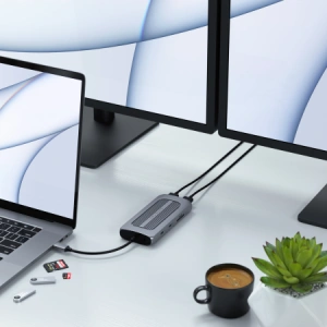 Adapter HUB Satechi Multiport USB-C (2x USB-C, 2x USB-A, 2x 4K HDMI, micro/SD kártyaolvasó, Ethernet (szürke)