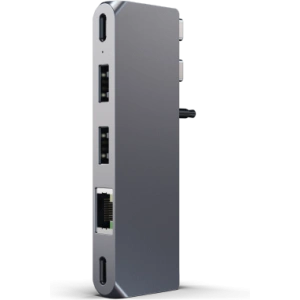 Adapter HUB Satechi Pro Hub mini z podwójnym USB-C do Apple MacBook (2xUSB-C, 2x USB-A, Ethernet, jack port) (space gray)