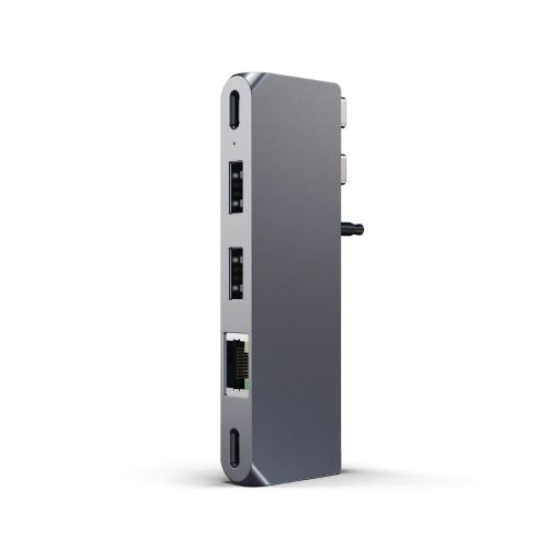 Kup Satechi Apple Adapter HUB Pro Hub mini mit dualem USB-C an MacBook (2xUSB-C, 2x USB-A, Ethernet, Klinkenanschluss) (spacegrau) - STH34 - {ean13} - Sklep Home Screen