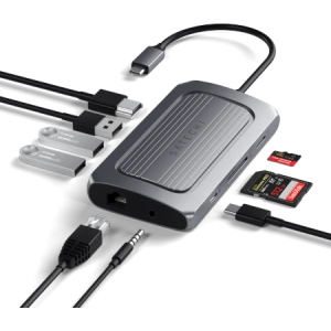 Adapter HUB Satechi Multiport USB-C (USB-C4, 3x USB-A, 8K HDMI, Ethernet, czytnik kart micro/SD, jack port)