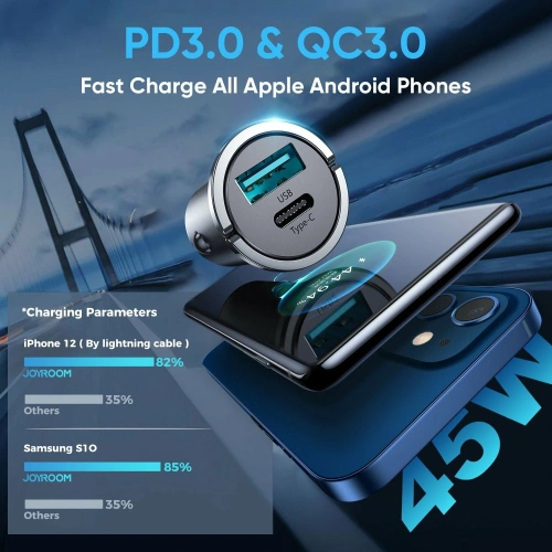 Kup Autós töltő Joyroom C-A35 2-portos autós töltő PD 45W QC 3.0 Fekete - JYR735 - {ean13} - Sklep Home Screen