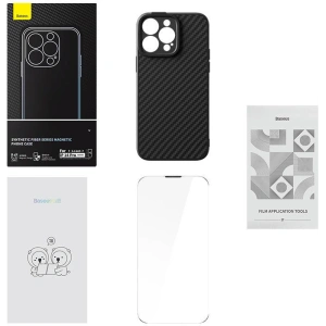 Kup Magnetyczne etui Baseus Synthetic Fiber Series Apple iPhone 14 Pro (czarne) + szkło hartowane + zestaw czyszczący - BSU4039 - {ean13} - Sklep Home Screen