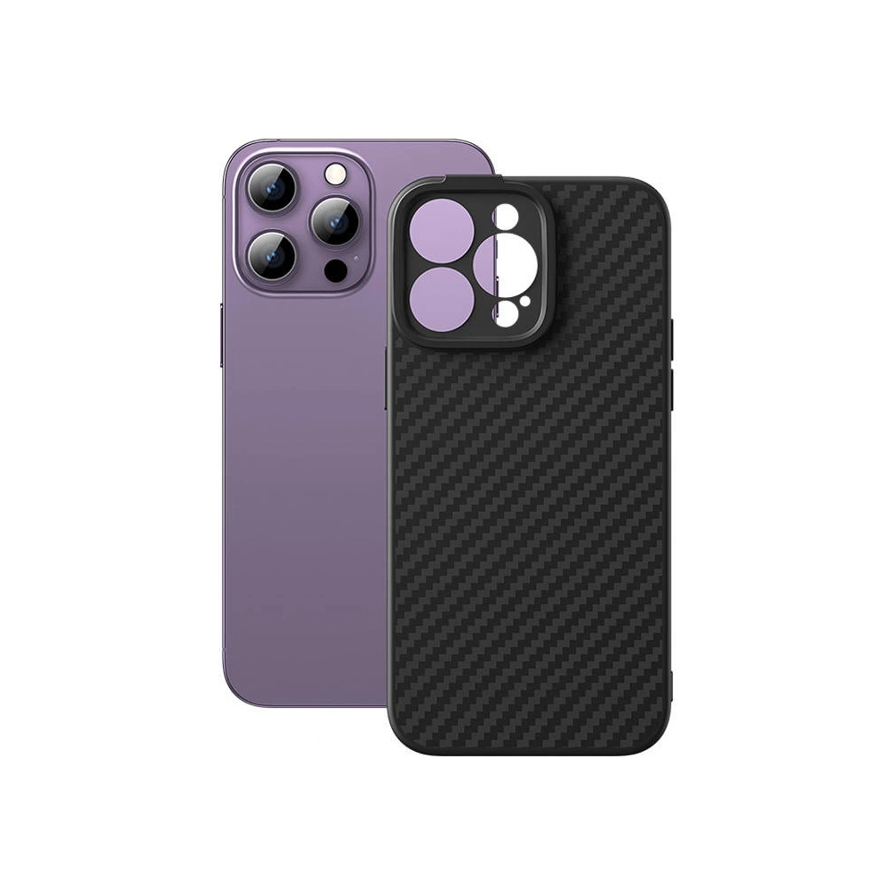 Magnetyczne etui Baseus Synthetic Fiber Series Apple iPhone 14 Pro (czarne) + szkło hartowane + zestaw czyszczący